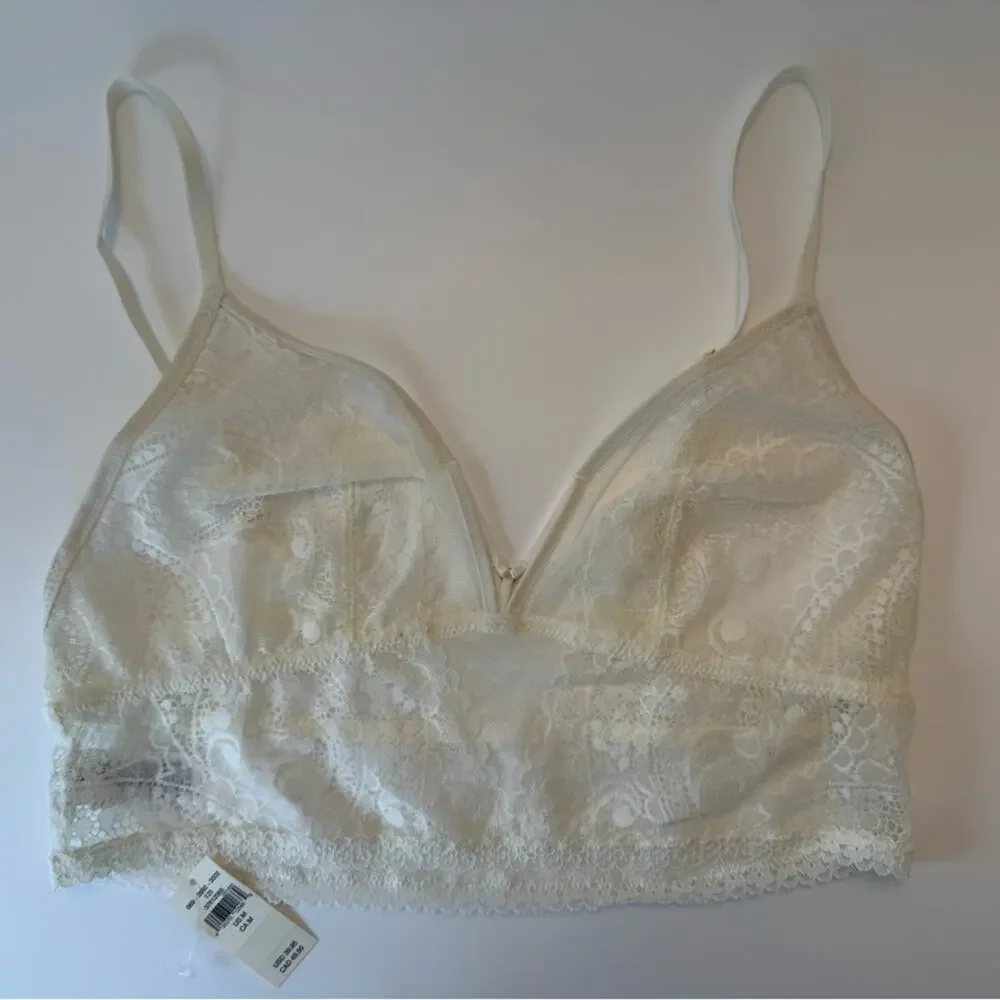 NWT Aerie Paisley Lace Longline Bralette White Size Medium